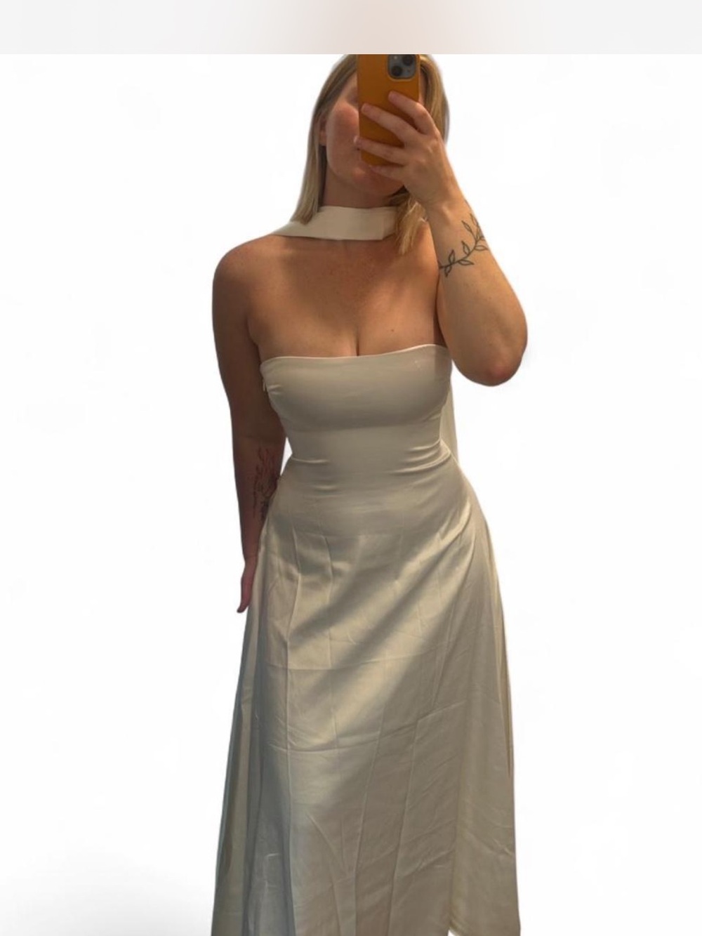Babyboo Strapless Ivory Maxi Dress with Neck Scarf